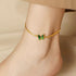Green Butterfly Anklets for Women Waterproof Dainty 18k Gold Plated Ankle Bracelets Stainless Steel Cuban Link Foot Chain Anklet Summer Beach Foot...
