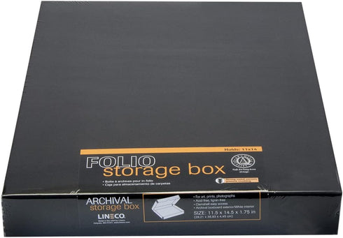 Lineco Folio Storage Box. Archival Clamshell with Metal Edge Boxboard, 11 x 14 x 1.75 Inches, Longevity Organize and Store Photos Documents Craft ...
