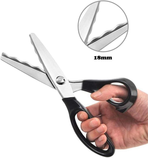 Dressmaking Sewing Craft Scissors, Professional Stainless Steel Pinking Shears Comfort Grip, Serrated & Scalloped Blades Cut Tailor Decorative Too...