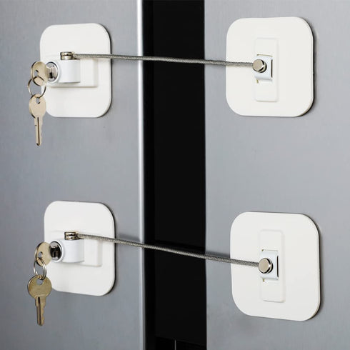 Locks for Refrigerator,2 Pack Fridge Lock with Keys,Lock for a Fridge,White Refrigerator Lock...