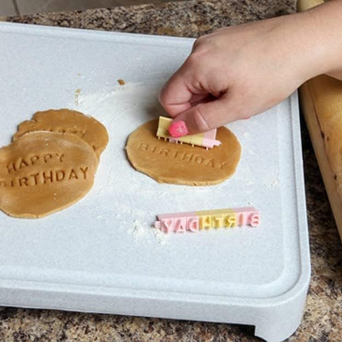 Home-X Letter Stamps for Cookies & Fondant - Cookie Stamp Set, Alphabet, Numbers & Symbols, DIY Embosser for Cookie & Cake Decorating, 96 Piece Fa...