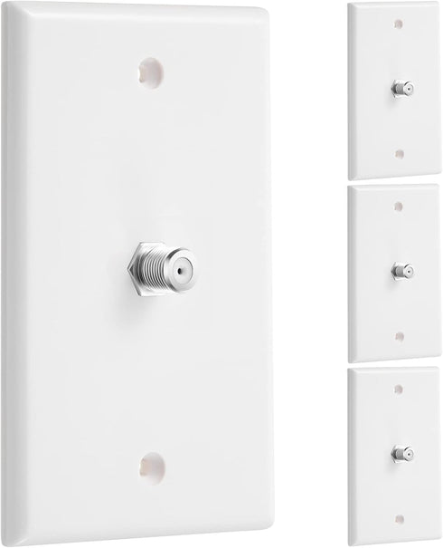 Weewooday 4 Pieces Coax Wall Plate 1-Port TV Cable Cover Outlet Plate F -type Connector Coaxial Cable, Screws Included(White)...