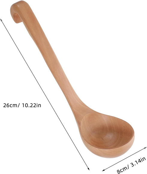 Alipis 2pcs Long Handle Spoon with Hook Rice Spoons Japanese Bamboo Spoons Honey Spoons Ramen Bowl Spoon Wooden Spoon Small Spoons Ramen Noodles S...