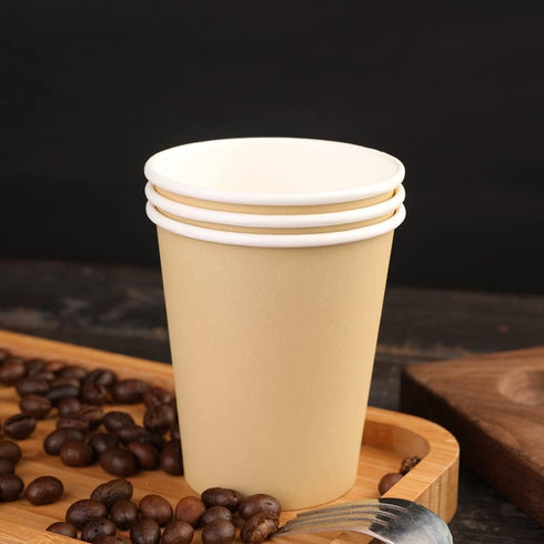 25 Pack 8 oz Disposable Paper Cups, Disposable Coffee Cups, Hot/Cold Beverage Drinking Cup for Offices, Home Kitchens, Coffee Shops?Khaki?...