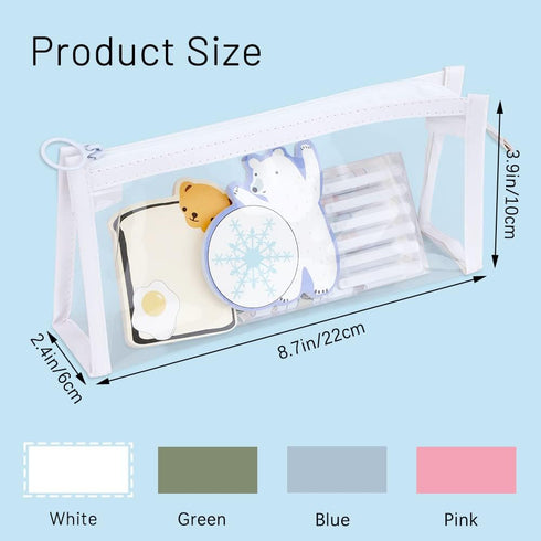 4 PCS Pencil Cases Pen Pouch Clear Transparent Marker Pouch with Zipper, Exam Pencil Storage Bag Travel Cosmetic Makeup Bag, Stationery Toiletries...