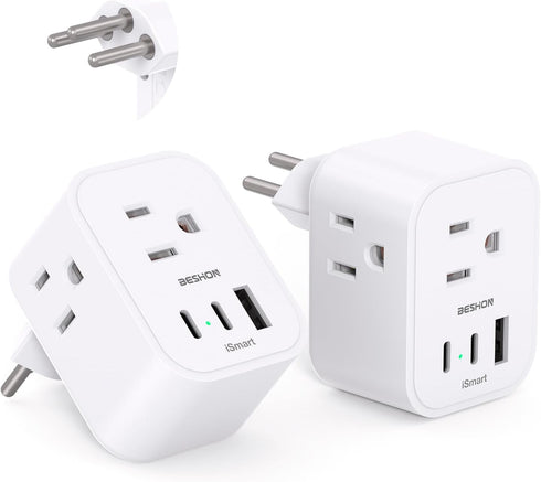 ?2 Pack? Switzerland Travel Plug Adapter, Type J Power Adapter with 3 Outlets, 3 USB Ports (2 USB C), Travel Essentials US to Switzerland, Rwanda,...