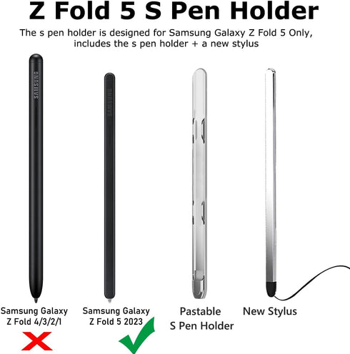 for Samsung Galaxy Z Fold 5 S Pen & Pen Holder, Slim Lightweight PC Z Fold 5 S Pen Holder New Stylus High Sensitive & Precision Silicone Tip Capac...