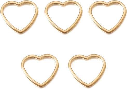 FASHEWELRY 5Pcs Brass Heart Connectors Charms 14K Gold Filled Heart Linking Rings Golden Heart Open Bezels for Permanent Jewelry Bracelet Necklace...