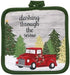 Vintage Truck/Christmas 5 Piece Bundle Package Oven Mitt (1) Kitchen Towels (2) Pot Holders (2)...