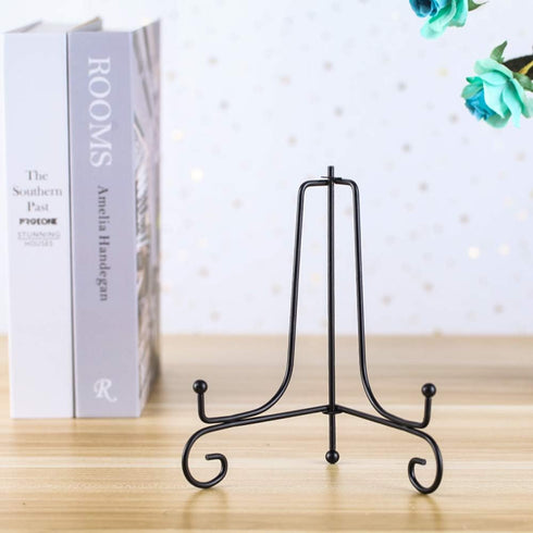 (4 pack)7"Iron Display Stand, Black Iron Easel Plate Display Photo Holder Stand, Displays Picture Frames, Cookbooks, Decorative Plates, Tablets an...