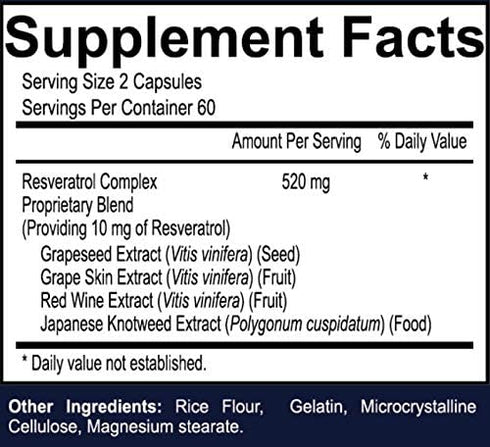 Resveratrol Complex Potent Antioxidants, 120 Capsules, 60 Days...