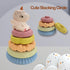 Baby Stacking Nesting Toys, Soft Squeeze Building Circle with Pink Horse, Baby Teething Toy Sensory Early Educational Toys for Newborn Toddlers...