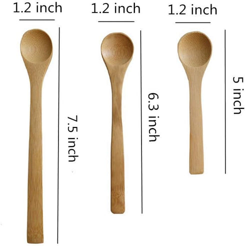Small Bamboo Spoons Set, Six Multi-size Soup Spoons, Mini Tasting Teaspoons for Coffee, Tea, Jam, Herbs, Salts and Desserts...