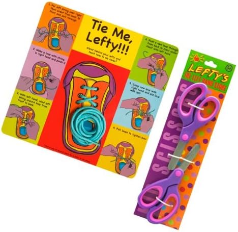 Left-Handed "Learn to Tie" + 2 Bonus Blue or Purple Left-Handed Scissors...