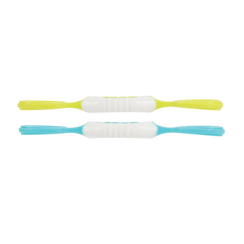 Nuby Dip & Scoop Spoons - (2-Pack) Baby Led Weaning Spoons for Babies - 6+ Months - Aqua and Yellow...