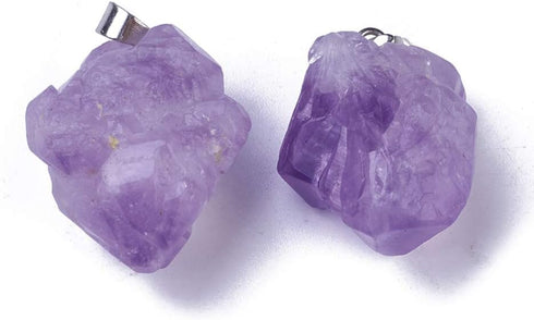 DanLingJewelry 30pcs Natural Amethyst Healing Point Chakra Reiki Nuggets Pendants for Necklace Earrings Bracelet Jewelry Making 12-20x20-26mm...
