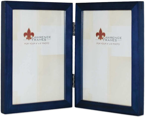 Lawrence Frames Hinged Double Blue Wood Picture Frame, Gallery Collection, 4 by 6-Inch...