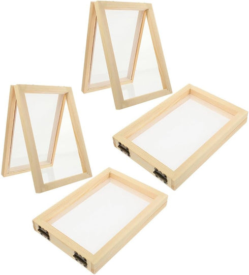 TOYANDONA 4Pcs Wooden Paper Making Screen, Paper Making Mould and Deckle Wooden Paper Making Frame for DIY Paper Crafts (5 x 7)...