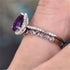 HaoMo 2 Pcs Gorgeous Purple Cubic Zirconia Bridal Prom Engagement Pear Shaped Teardrop Ring Set Marquise Matching Band Amethyst Birthstone Ring Et...