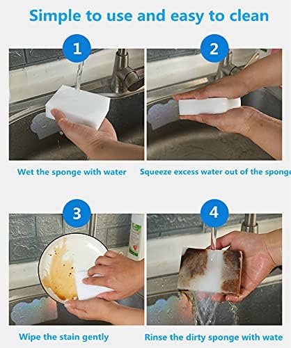 Magic Sponges Eraser,50PCS 2X Density Melamine Sponge Foam Cleaner for Bathtub, Floor, Baseboard, Bathroom, Wall,Kitchen,Furniture (50PCS (2X Dens...