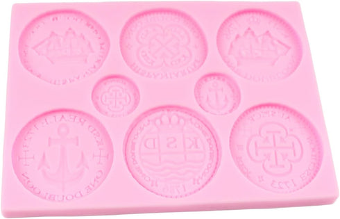 Treasure Coins Silicone Mold Coin Fondant Molds For Cake Decoration Cupcake Topper Chocolate Candy Polymer Clay Gum Paste...