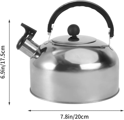 Amosfun 2L Whistling Tea Kettle 7.8 Inch Bottom Stainless Steel Stove Top Teapot with Ergonomic Handle, Milk Warmer for Stovetop Induction Gas Sto...