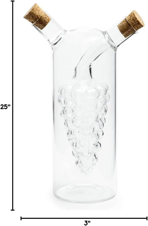 Fox Run 7050 Run Grape Motif Oil and Vinegar Cruet Dispenser Bottle, Clear Borosilicate Glass...