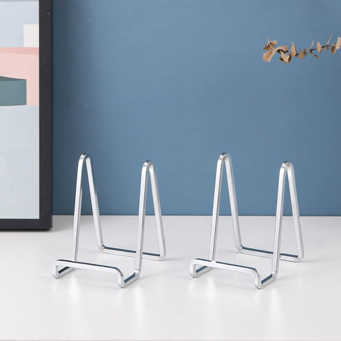 Plate Holder Easel Display Stand - 8 inch Metal Plate Stands for Display - Tabletop Picture Stand - Silver Iron Easels for Display Pictures | Phot...