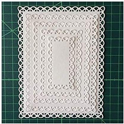 Nested Stitched Scallop Rectangle Frame Cutting Dies, Metal Cutting Dies Stencils DIY Etched Dies Craft Paper Card Making Scrapbooking Embossing 1...