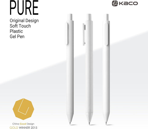 Kaco PURE Gel Pens White with Black Ink, 20 Pieces 0.5 mm Fine Point Aesthetic Pens for Journaling Stationery Office Supplies (20 White with Black...