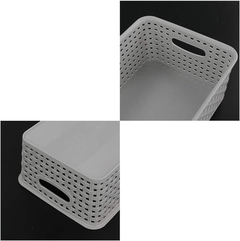 6-Pack Plastic Storage Organizer Basket, 10.04"L x 7.48"W x 3.95"H, Slightly Gray...