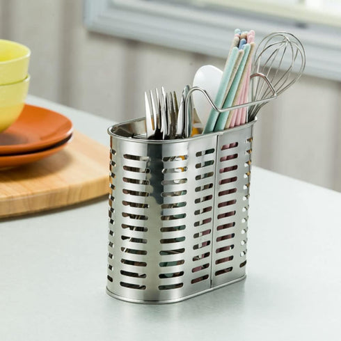 kaileyouxiangongsi Stainless Steel Hanging 2 Compartments Mesh Utensil Drying Rack/Chopsticks/Spoon/Fork/Knife Drainer Basket Flatware Storage Dra...