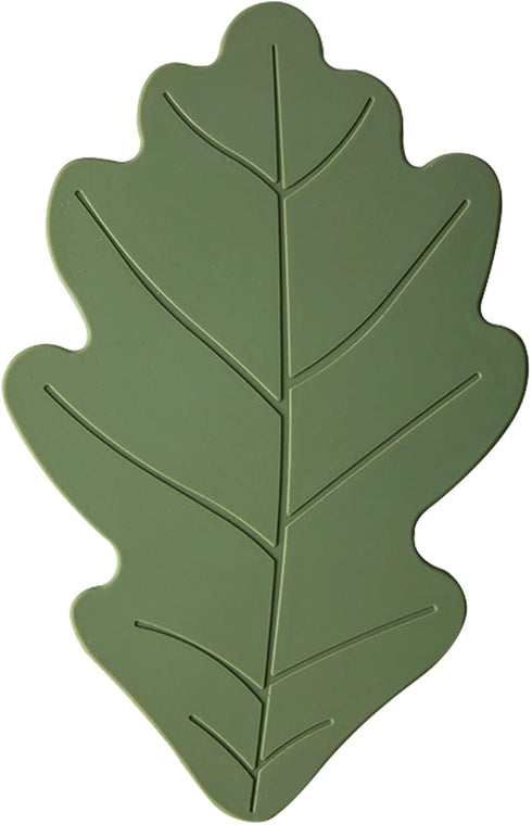 Silicone Trivet Mat Set of 2, Green Hot Pot Holder Hot Pads for Table and Countertop, Soft Rubber Multi-Use Oak Leaf Trivets for Hot Dish, Non Sli...