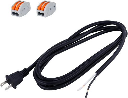16AWG Replacement Power Cord 2 Prong Pigtail 2 Wire 16 Gauge Polarized Plug Extension Cord 13A 125V 1625W 110V AC Power Supply Cord SJT 6FT Open E...