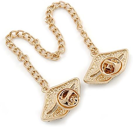 Clear Crystal Lips Collar Chain Pin Brooch In Gold Plated Metal...