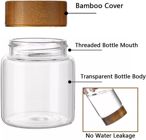 Oidium Small Glass Jars with Airtight Lids,4-Pack 3 oz Glass Jars with Bamboo Lids,Coffee Bean Storage.Small Mason Jars For Flour,Sugar,Spices,Tea...