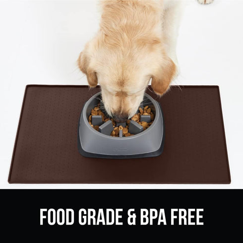 Gorilla Grip 100% Waterproof Raised Edge BPA Free Silicone Pet Feeding Mat, Dog Cat Food Mats Contain Spills Protects Floors, Placemats for Cats a...