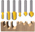 Mesee 6Pcs Carbide 90 Degree V Groove Router Bit Set Core Cove Box Round Nose V Grooving Router Bits V-Groove Router Bit Woodworking Cutter Tool f...