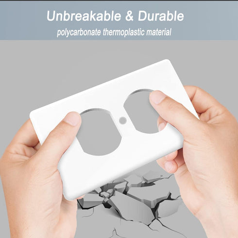 1-Gang Duplex Outlet Wall Plate Cover for Electrical outlets Unbreakable Polycarbonate Thermoplastic Outlet Cover Plate Receptacle Cover, Light Sw...