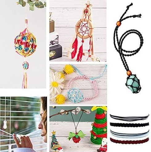 Nylon Beading String Knotting Cord, 100M x 0.8mm Mult-use Nylon Thread Knotting Cord Rattail Trim for DIY Jewellery Chinese Knot Making Window Bli...