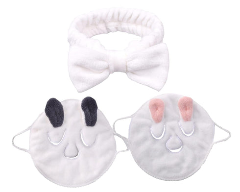 Reusable Face Towel Mask, 2 Pieces Anti Aging Facial Steamer Towel Sheet Moisturizing Skincare Mask with Facial Spa Headband for Women Girls (PACK...