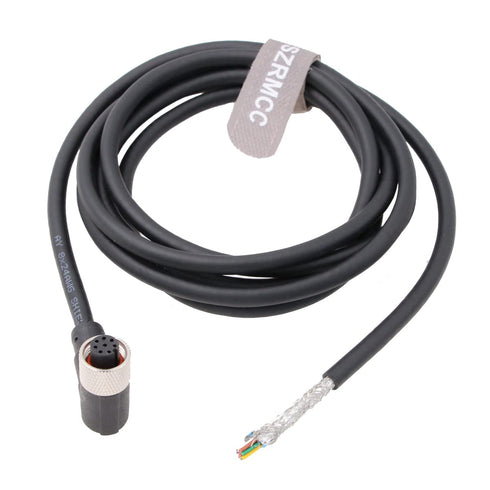 M12 A Code Right Angle 8 pin Female to Open Shielded Industrial Aviation Sensor Cable for Automation Control I/O Fieldbus Module Device Network (R...
