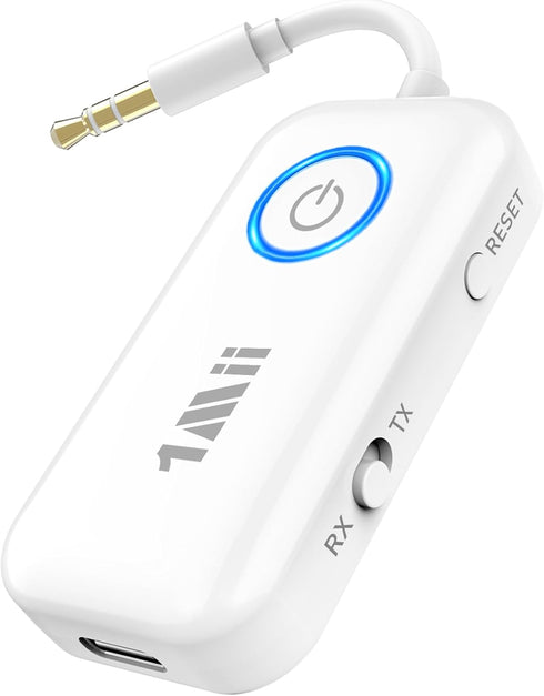 1Mii Bluetooth 5.3 Transmitter Receiver for Airplane/TV to 2 Headphones/AirPods, Dual Links Wireless Audio Adapter w/aptx Low Latency/HD/AptX Adap...