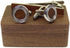 Rustic Black Walnut Wooden Round Cufflinks Tie Clips With Organizer Box for Men...