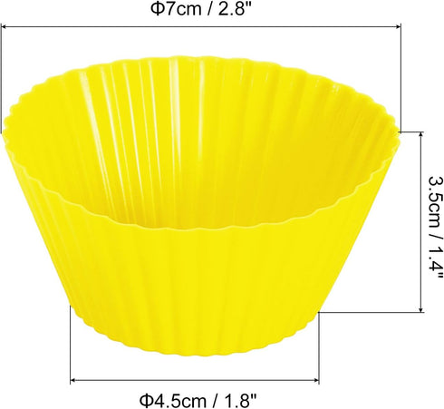 uxcell 18Pcs Silicone Cupcake Liners, Non-Stick Baking Cups, for Cooking Eggs, Baking Muffins and Make a Cake(Yellow)...