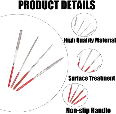 Utoolmart Diamond Needle File, Mini Diamond Needle File Set, 3mm x 140mm Half Round Files Tools, 150 Grits Small Tip Files, for Metal Glass Stone ...