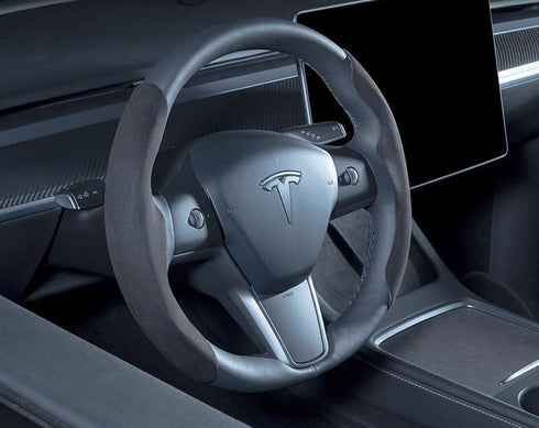 Steering Wheel Cover, Suede Car Steering Wheel Cover Replaceable Breathable Anti-Slip Protector, Car Accessories for Tesla Model 3 2017-2023/Model...