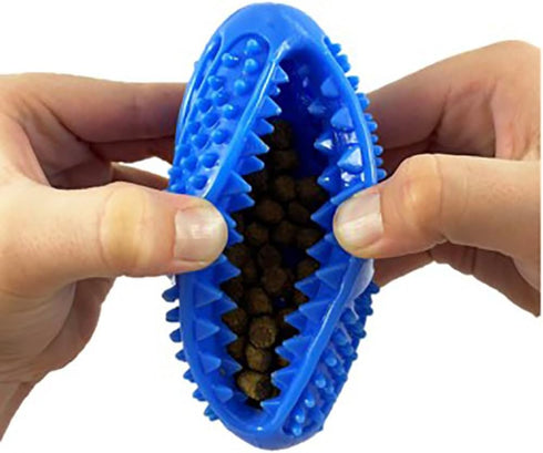 Dog Treat Toy Ball, Treat Dispensing dog toys, Slow Feeder Puzzle, and Dog Toys to Keep Them Busy with This Blue 3-in-1 Interactive Dog Ball for S...
