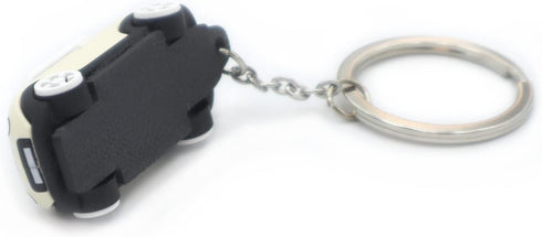 Keyring with MINI Silicone Model, Stylish Cute Adorable, Silver Chain, Achromatic Colors-white,gray...