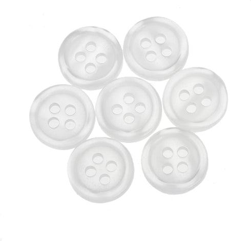 dophee 100pcs Plastic White Buttons for Crafts, 4 Holes Round Clear Sewing Buttons for Clothing Shirt Jeans Clothes DIY and Holiday Decoration - 1...